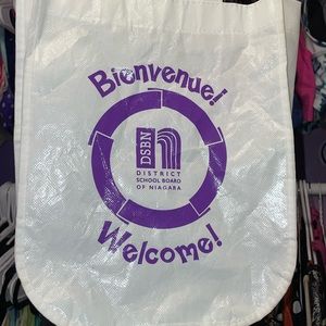 DSBN white reusable bag district school board of Niagara Ontario
